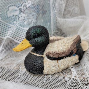 Vintage Yellow Bill Duck Figurine Resin, Nice Detail